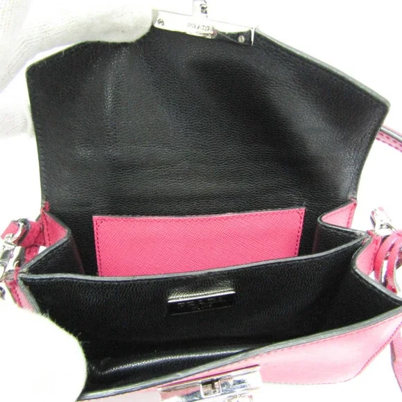 PRADA Pink Leather Saffiano Shoulder Bag
